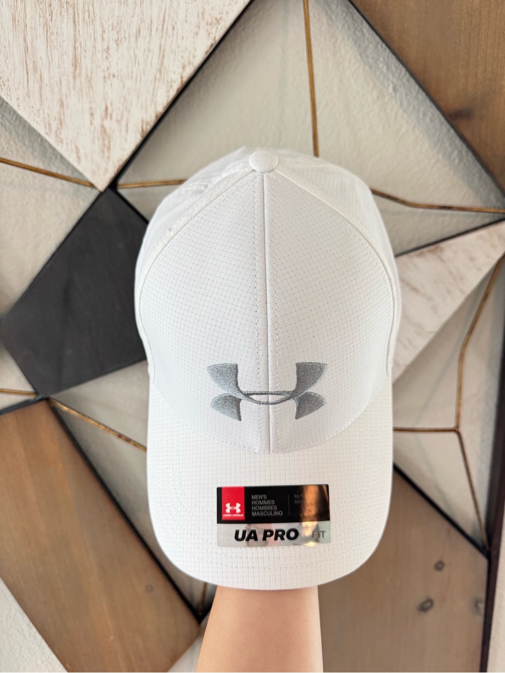 Under Armour White Performance UA PRO Stretch Cap with Silver Logo